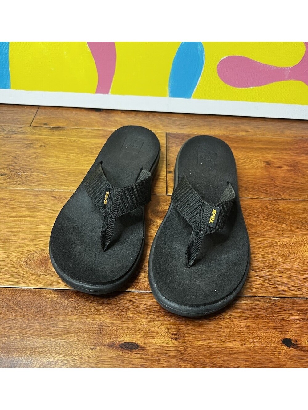 Teva Voya Flip Sandal Black Women's US 8 / 7.5 Cushioned Thong Flip Flops